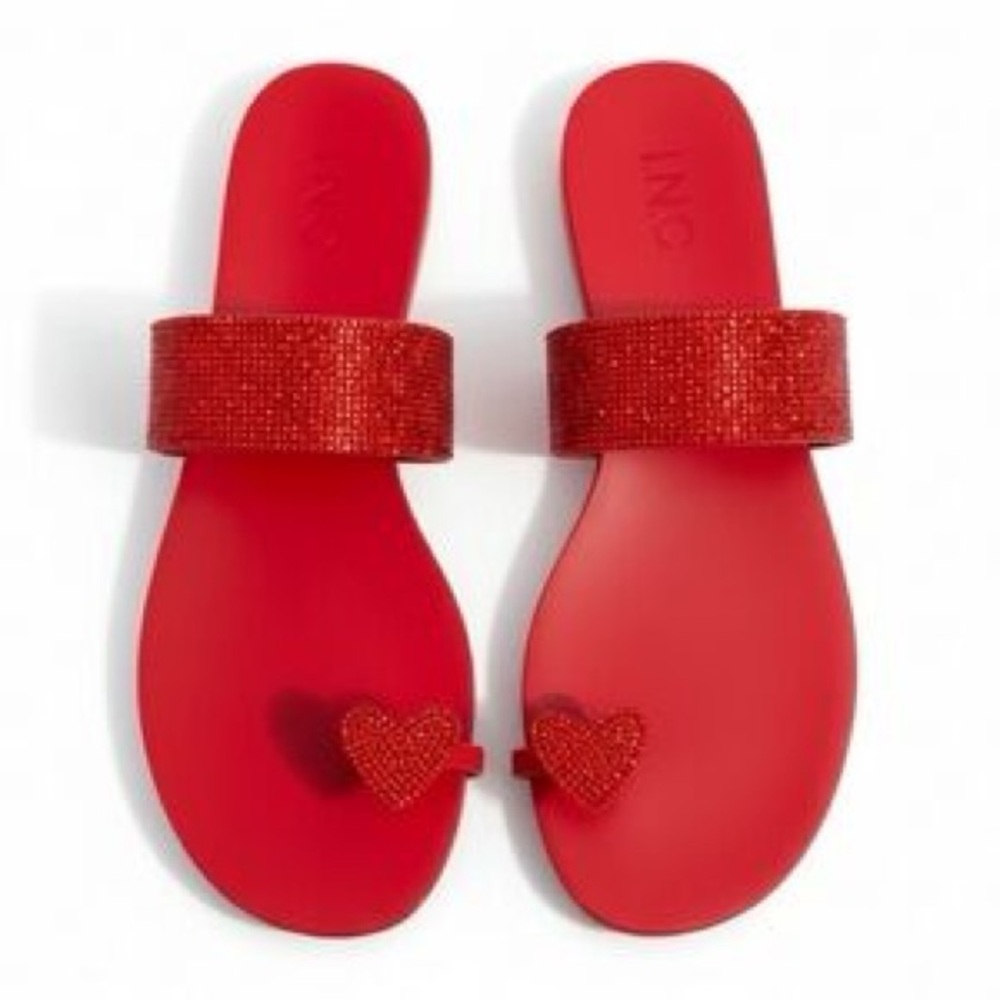 INC Gavena Red Rhinestone Sandals Sz 8